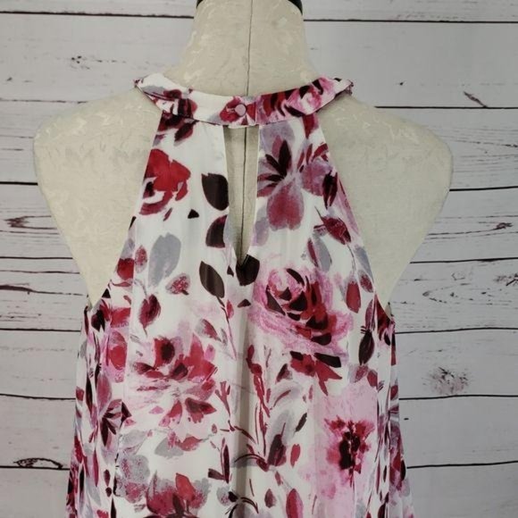 SLNY Pink and White Floral Halter Neck Dress - Picture 5 of 8